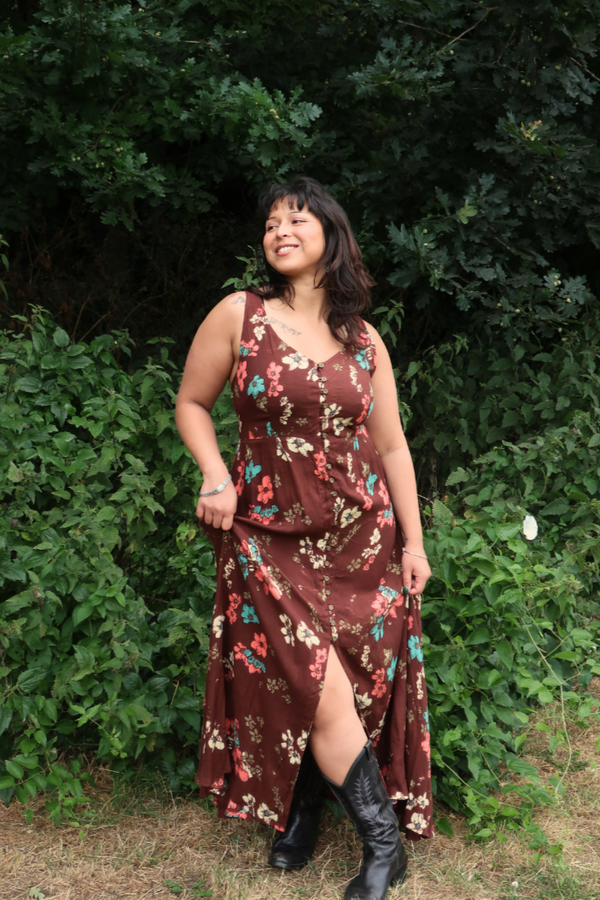 Chloe Maxi Dress in Mahogany Magnolias