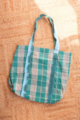 Vintage Kantha Tote Bag in Dark Jade Check by All About Audrey