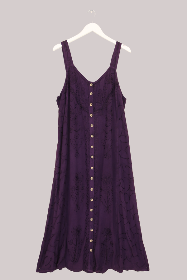 Indian Button-Up Maxi Sundress in Violet Purple by All About Audrey