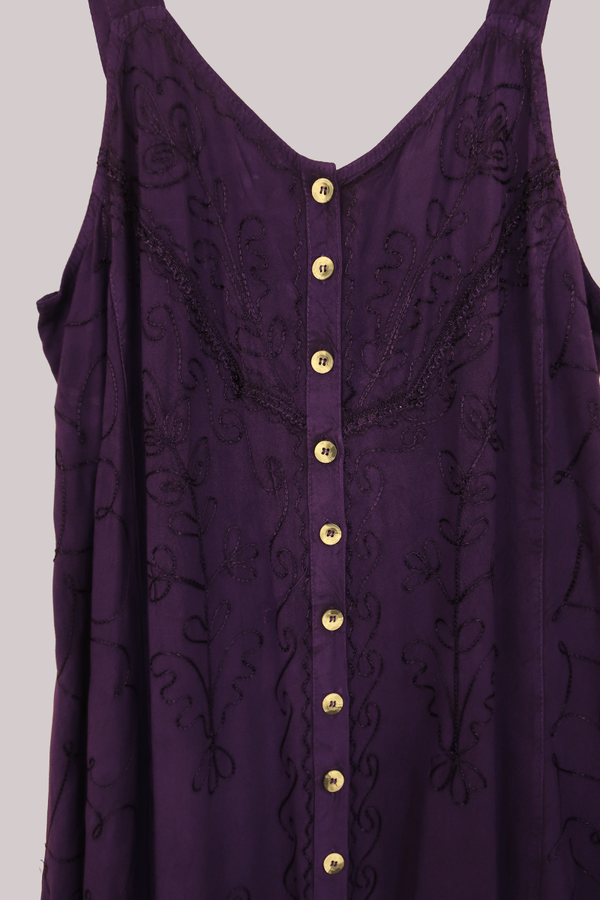 Indian Button-Up Maxi Sundress in Violet Purple by All About Audrey