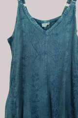 Indian Embroidered Mini Slip Dress in Calypso Blue by All About Audrey