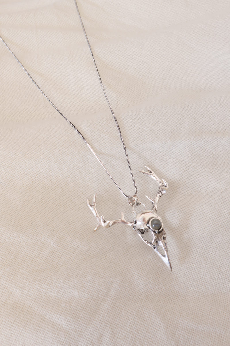 Deer Skull Silver Plated Necklace