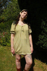 Dolly Mini Dress in Apple Green Gingham by All About Audrey