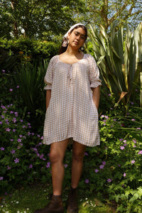 Dolly Mini Dress in Biscuit Brown Gingham by All About Audrey