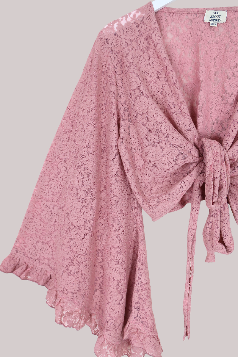 Venus Wrap Top in Fairytale Pink Lace