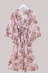 Venus Sheer Maxi Dress in Muse Pink Floral