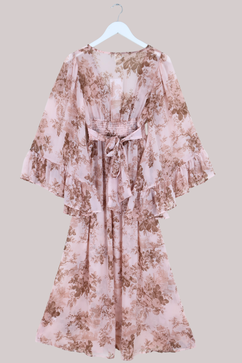 Venus Sheer Maxi Dress in Muse Pink Floral