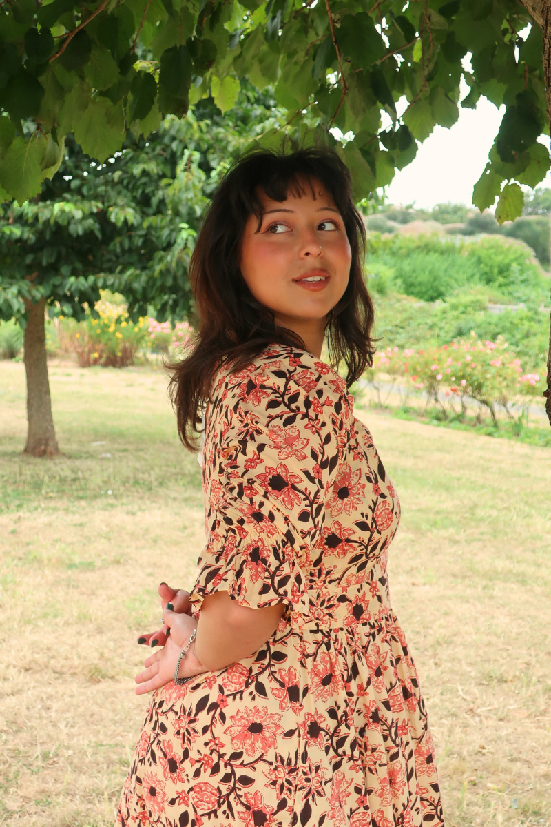 Carmen Maxi Dress in Dusky Vintage Sunflowers