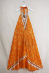 Athena Maxi Dress - Vintage Sari - Rising Sun Orange - Free Size L/XL