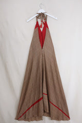 Athena Maxi Dress - Vintage Sari - Rosehip & Tan Chevron - Free Size S/M by All About Audrey