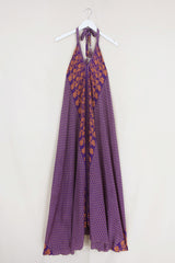 Athena Maxi Dress - Vintage Sari - Plum & Honey Floral - Free Size M/L by All About Audrey