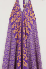 Athena Maxi Dress - Vintage Sari - Plum & Honey Floral - Free Size M/L by All About Audrey