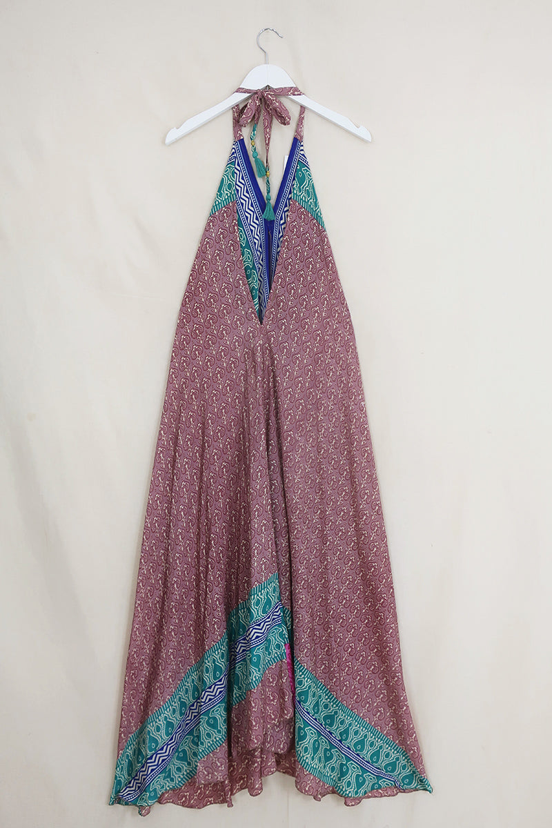 Athena Maxi Dress - Vintage Sari - Pink Mauve Nouveau - Free Size S/M by All About Audrey