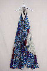 Eden Halter Maxi Dress - Vintage Sari - Cloudy Sky Kaleidoscope - Free Size S - L By All About Audrey