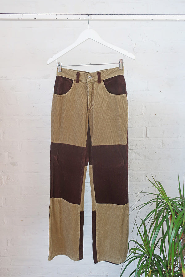 Vintage Trousers - Earth Tone Patchwork Corduroy - W28 L32 By All About Audrey