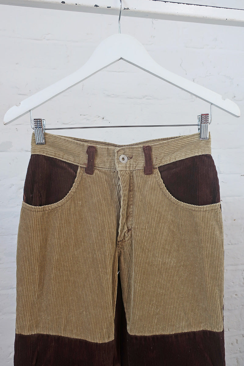 Vintage Trousers - Earth Tone Patchwork Corduroy - W28 L32 By All About Audrey