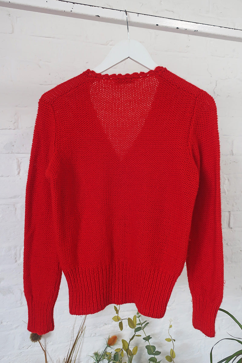 Vintage Knitwear - Poppy Red Miss Honey Cardigan - Size S by all about audrey