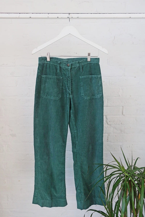 Vintage Trousers - Avocado Green Corduroy Straight Leg - W28 L28 By All About Audrey