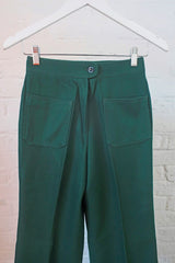 Vintage Trousers - Bottle Green Straight Leg - W25 L33 By All About Audrey