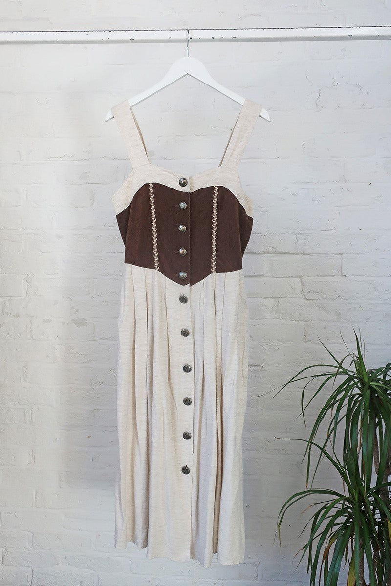 Vintage Pinafore Dress - Peppered Oak Prairie Brown by All About Audrey