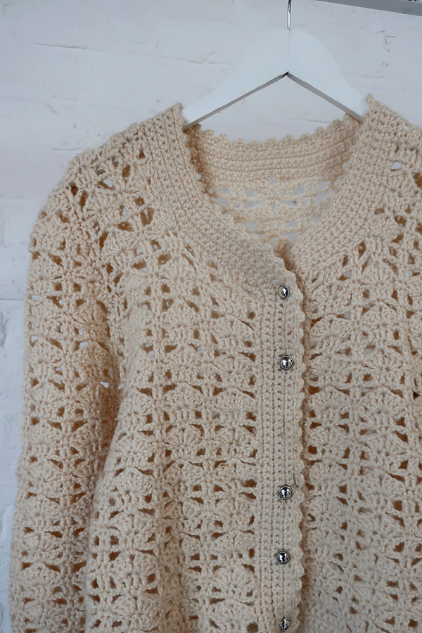 Vintage Knitwear - Madame Web Crochet Cardigan - Size S by all about audrey