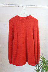 Vintage Knitwear -Blood Orange Fisherman's Jumper - Size L/XL by all about audrey