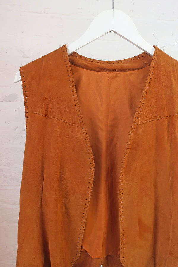 Vintage Waistcoat - Classic Brown Suede - Size S/M by all about audrey