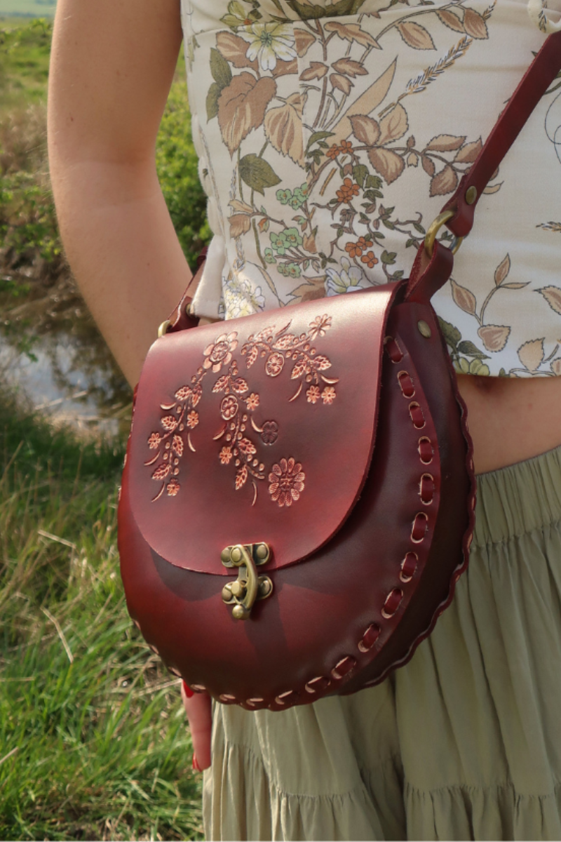 Jemima Embossed Saddle Bag in Antler Brown
