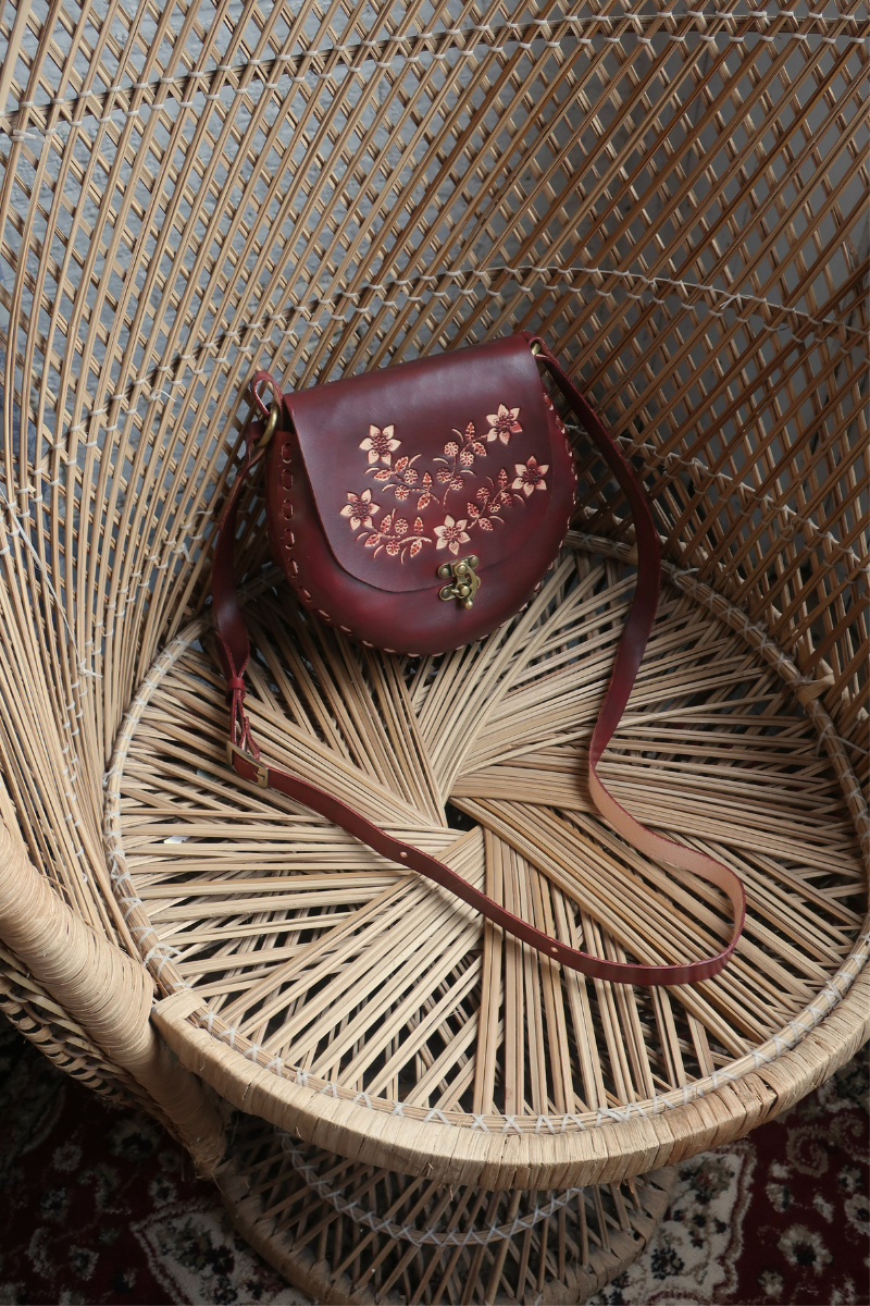 Jemima Embossed Saddle Bag in Antler Brown