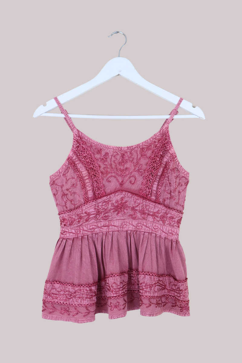 Embroidered Camisole in Berry Pink