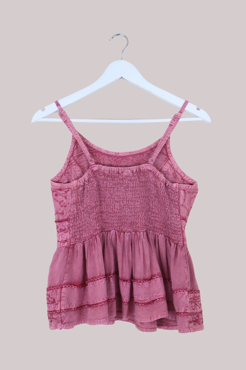 Embroidered Camisole in Berry Pink