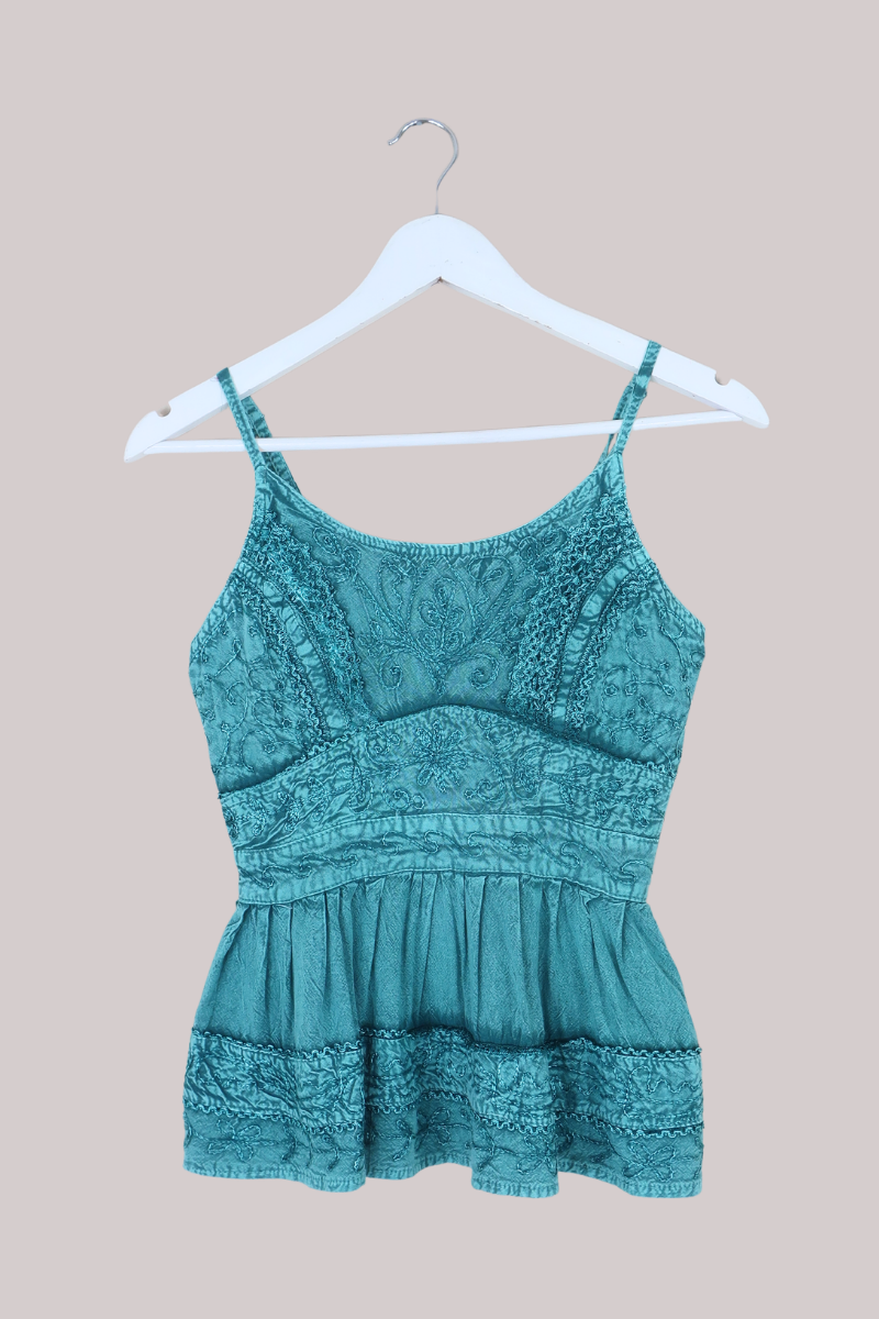 Embroidered Camisole in Calypso Blue