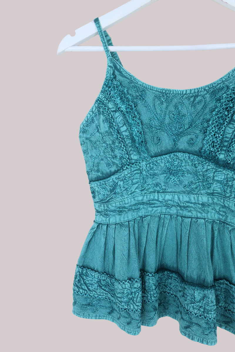 Embroidered Camisole in Calypso Blue