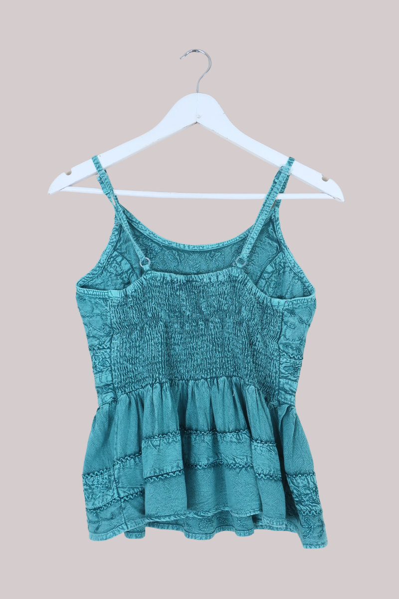Embroidered Camisole in Calypso Blue