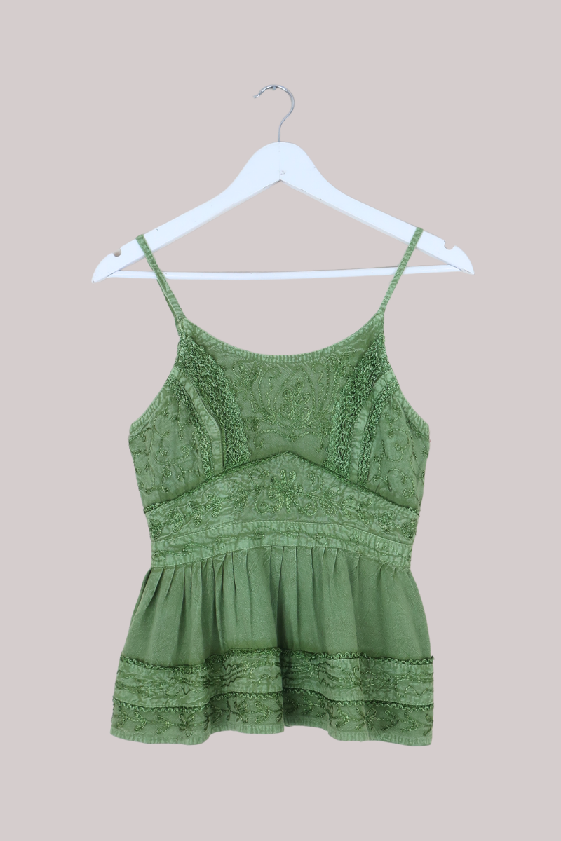 Embroidered Camisole in Dusty Sage