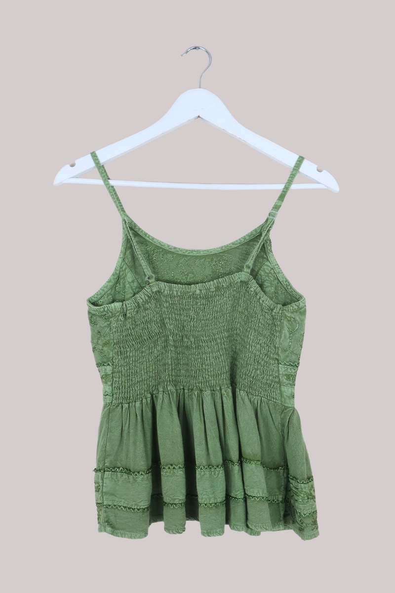 Embroidered Camisole in Dusty Sage