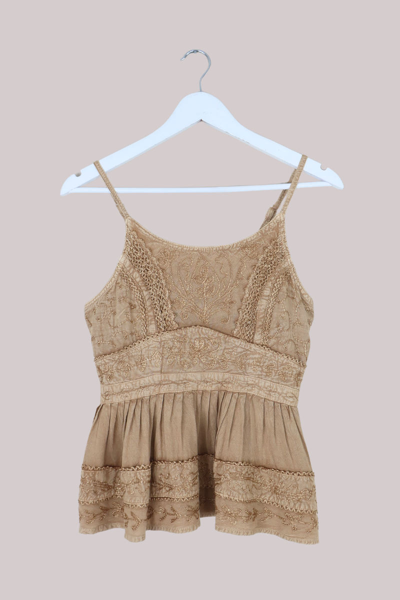 Embroidered Camisole in Honey Beige