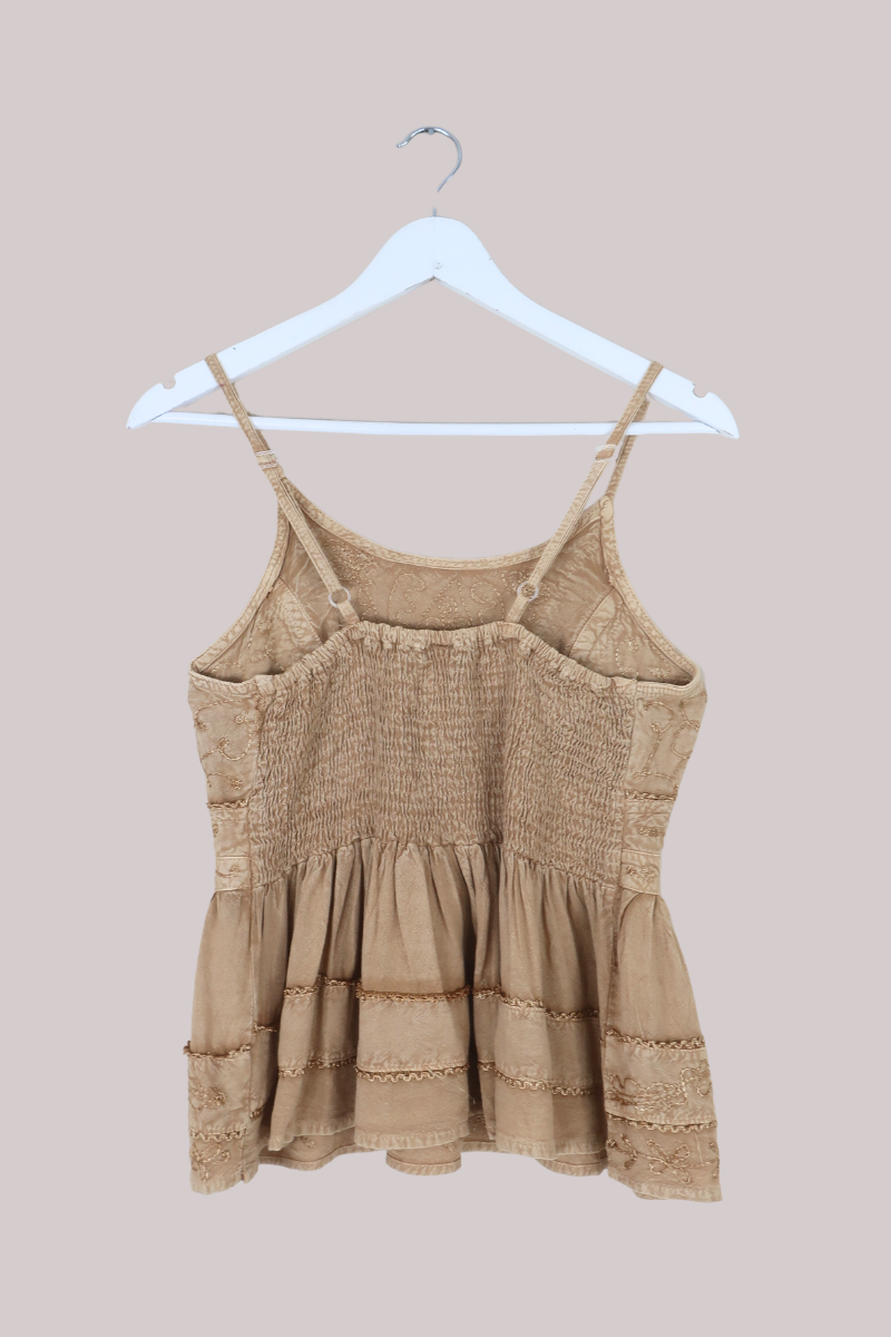 Embroidered Camisole in Honey Beige