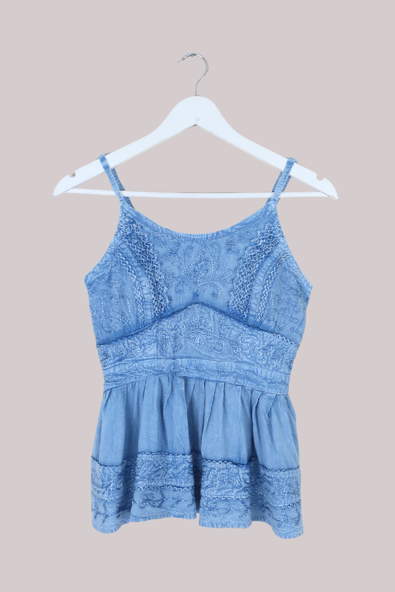 Embroidered Camisole in Hydrangea Blue