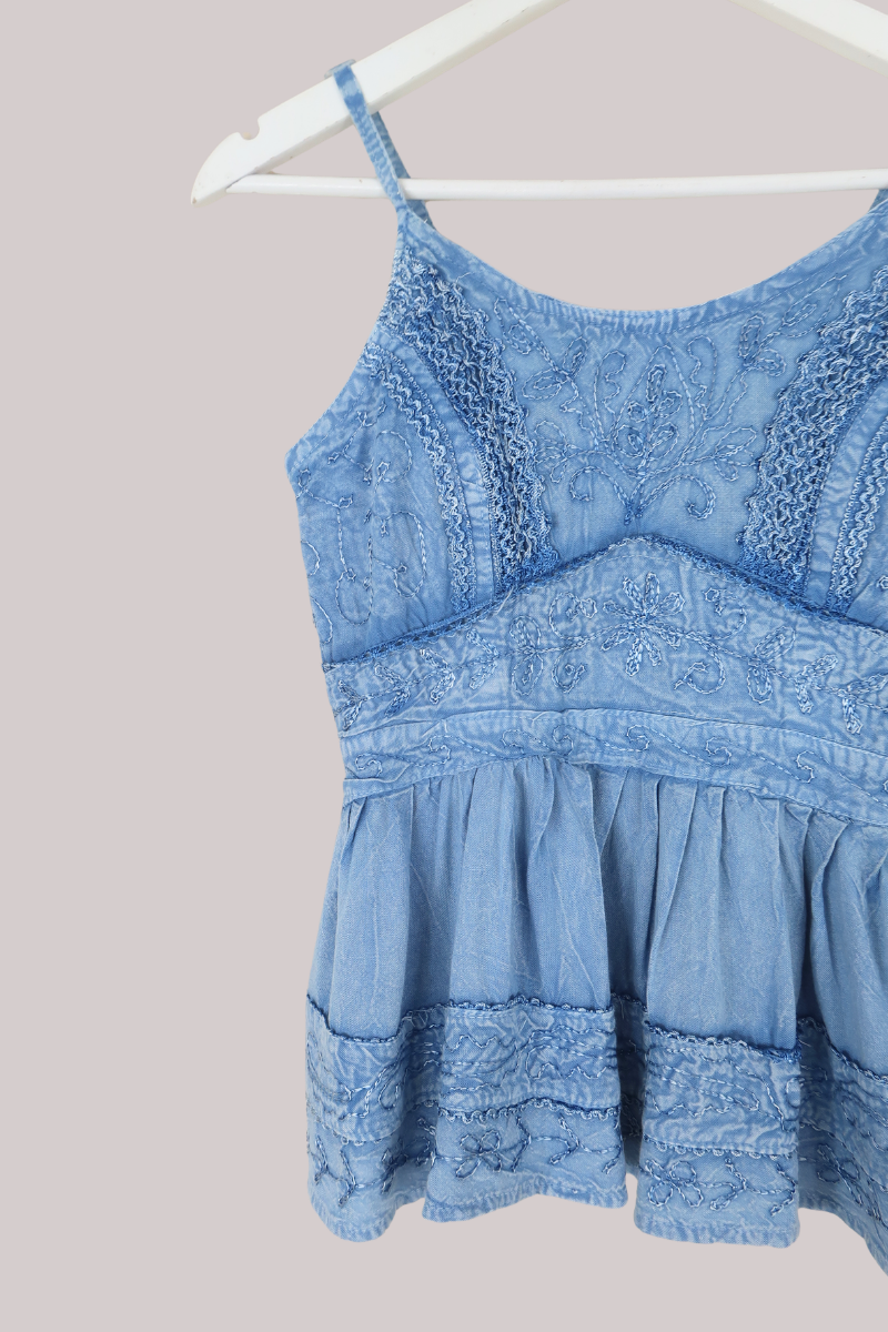 Embroidered Camisole in Hydrangea Blue