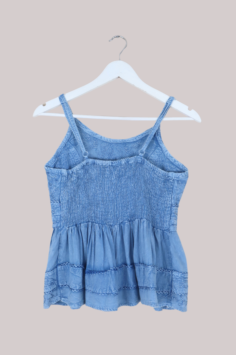 Embroidered Camisole in Hydrangea Blue