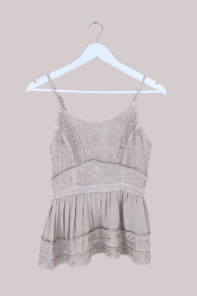 Embroidered Camisole in Maple White