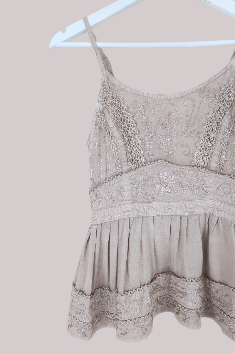 Embroidered Camisole in Maple White