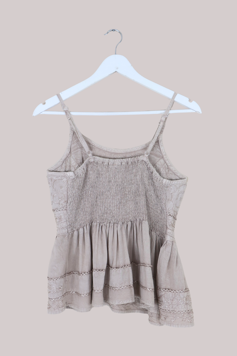 Embroidered Camisole in Maple White
