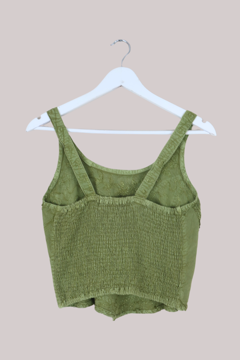 Embroidered Handkerchief Top in Dusty Sage