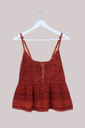 Embroidered Peplum Cami Top in Burnt Orange