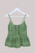 Embroidered Peplum Cami Top in Dusty Sage