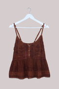 Embroidered Peplum Cami Top in Hazelnut Brown