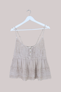 Embroidered Peplum Cami Top in Maple White