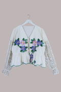 Vintage Tablecloth Peplum Blouse in Blooming Magnolias - Free Size